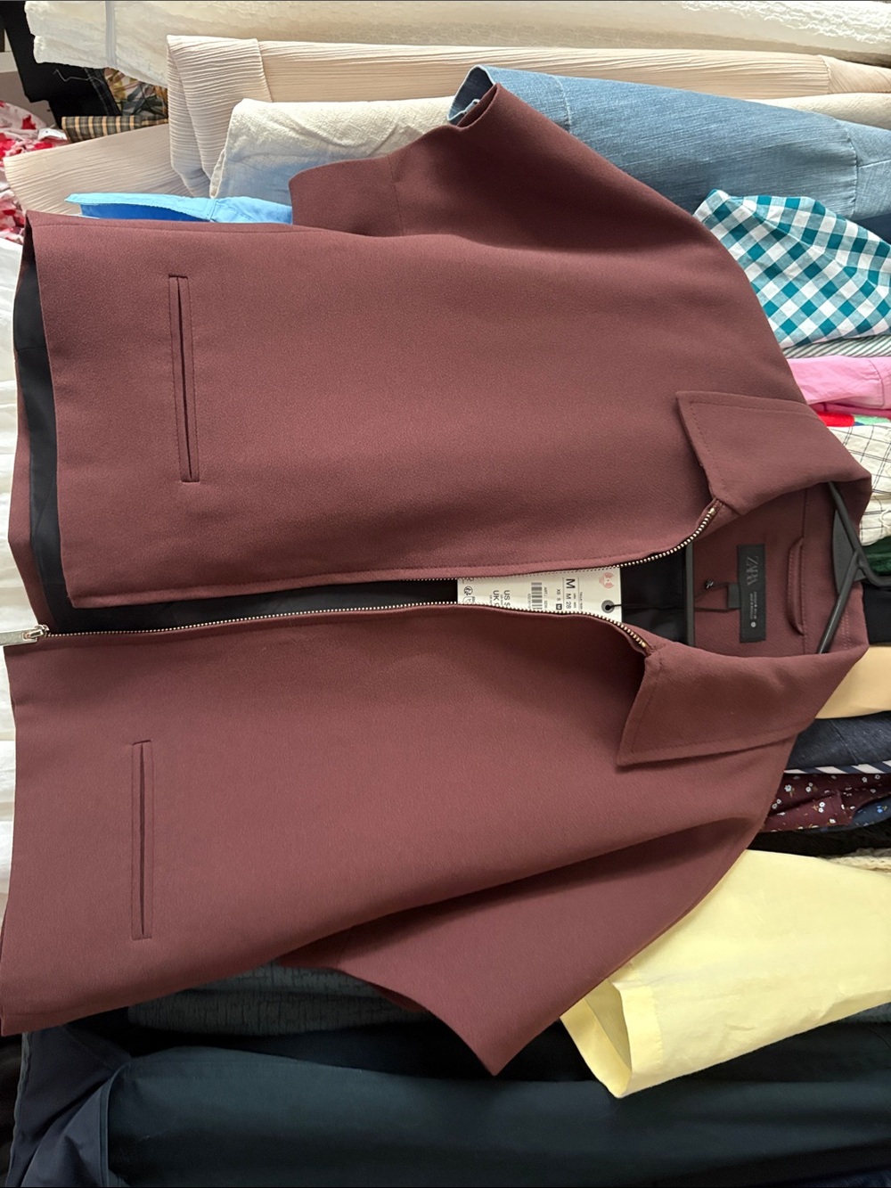 Zara Dusty Mauve Short-Sleeve Zip Jacket